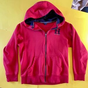 TOMMY BOYS RED ZIPPER HOODIE